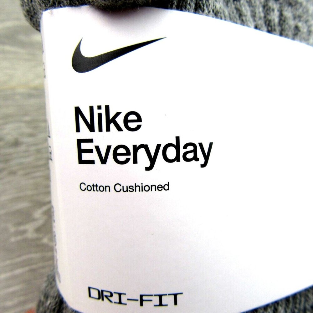 Nike Everyday Cushioned Crew Socks 6 Pack Womens 6-10 / Youth 5Y - 7Y Grey NEW - Picture 4 of 10